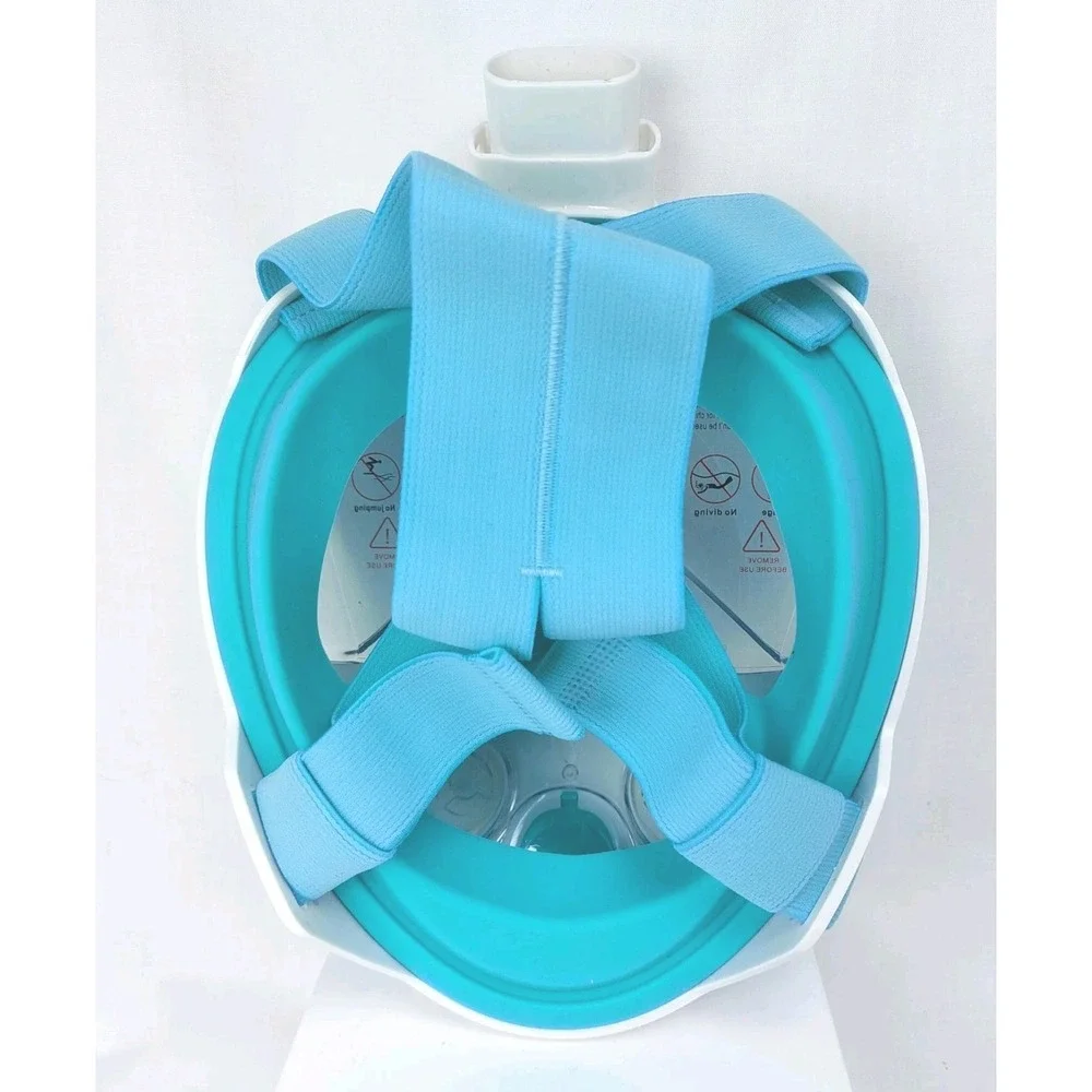 Full Face Snorkel Mask Set‎ with Panoramic Anti-Fog Goggles White/Turquoise